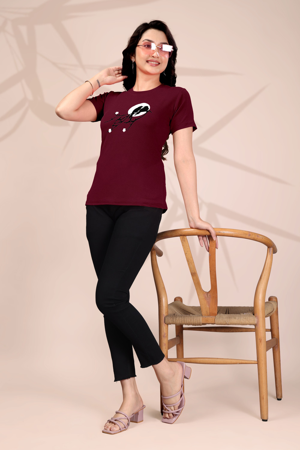 Image of ZentWorld Printed Women Round Neck Multicolor T-Shirt