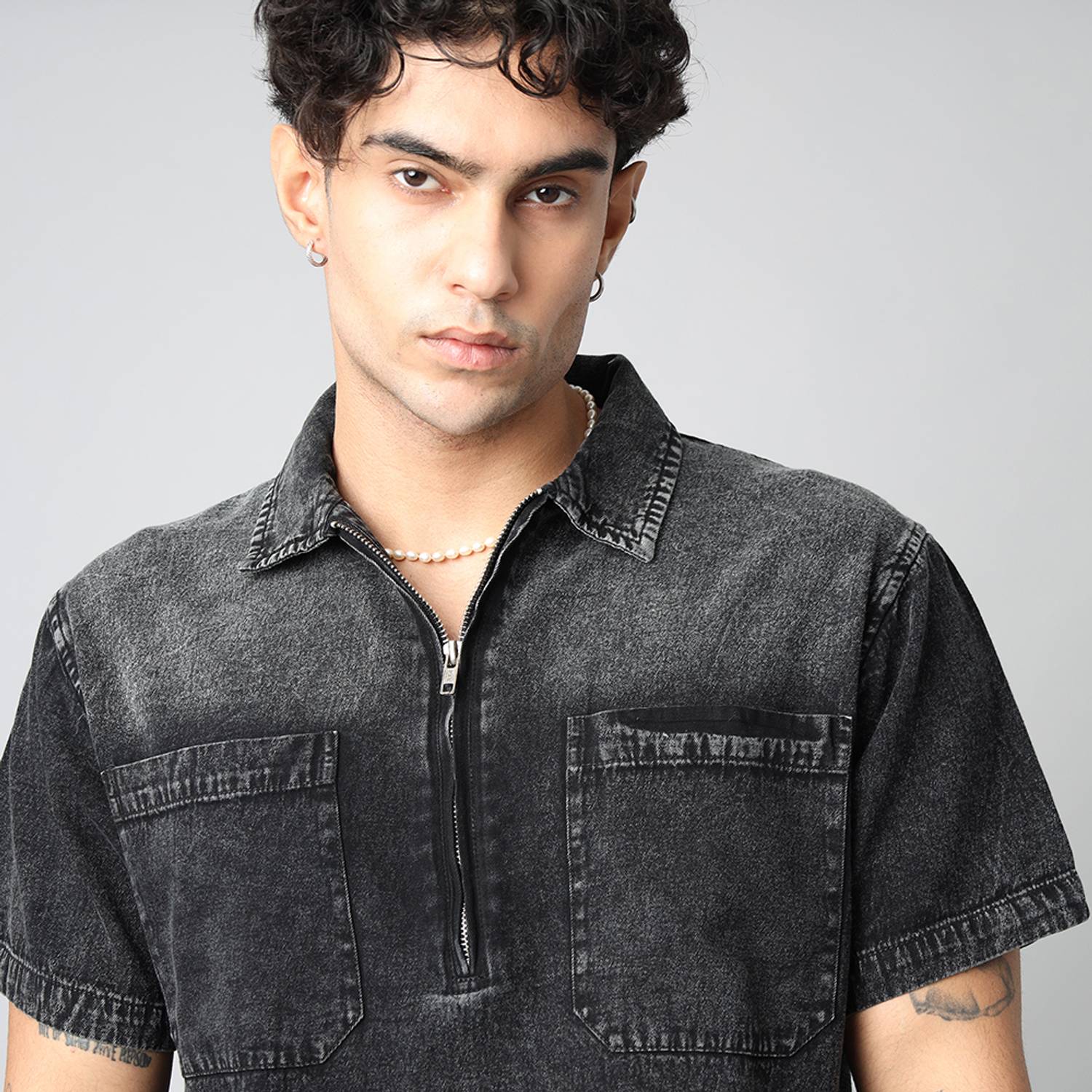 D Finish Men Washed Casual Black Shirt - Image 5