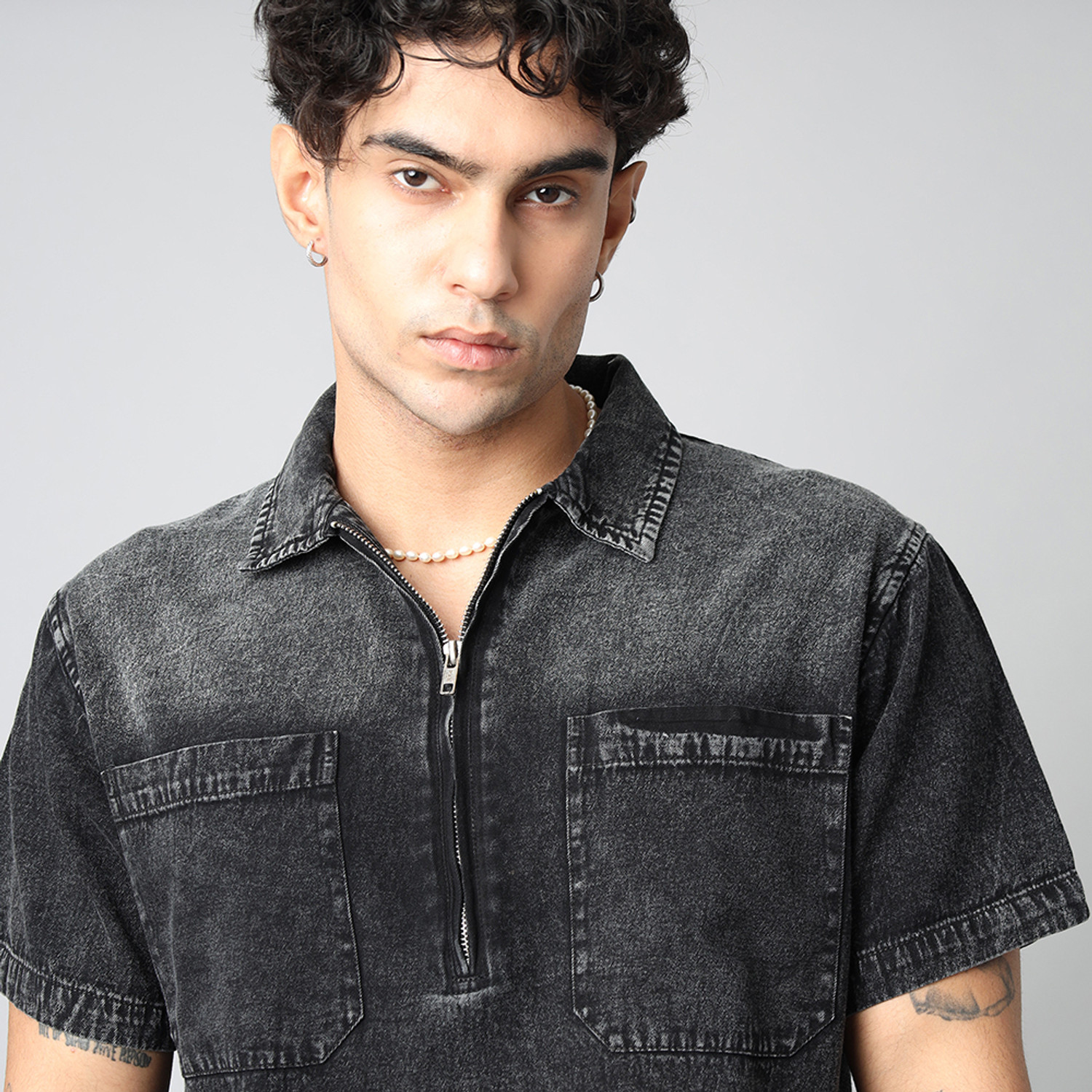 Image of D Finish Men Washed Casual Black Shirt