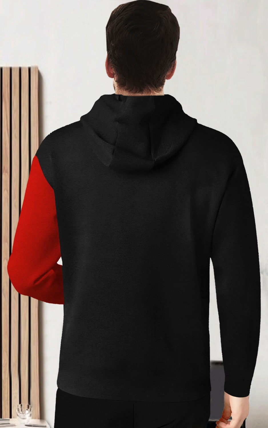 Image of BLIVE Printed Men Hooded Neck Black, Red T-Shirt