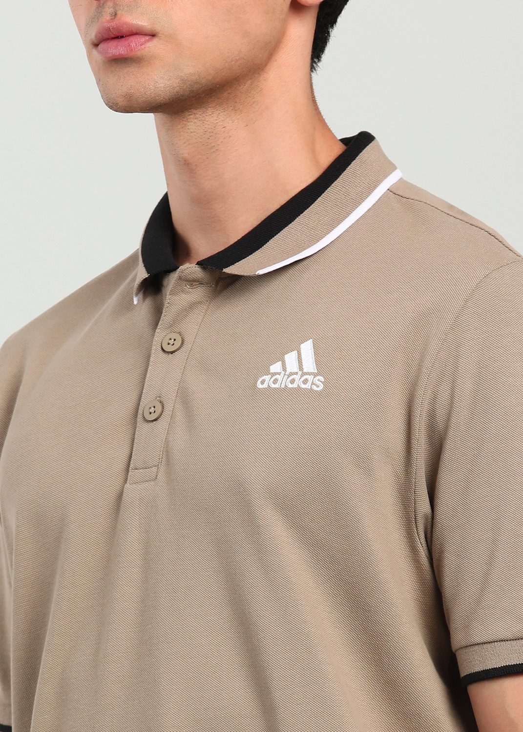 Image of ADIDAS Solid Men Polo Neck Green T-Shirt