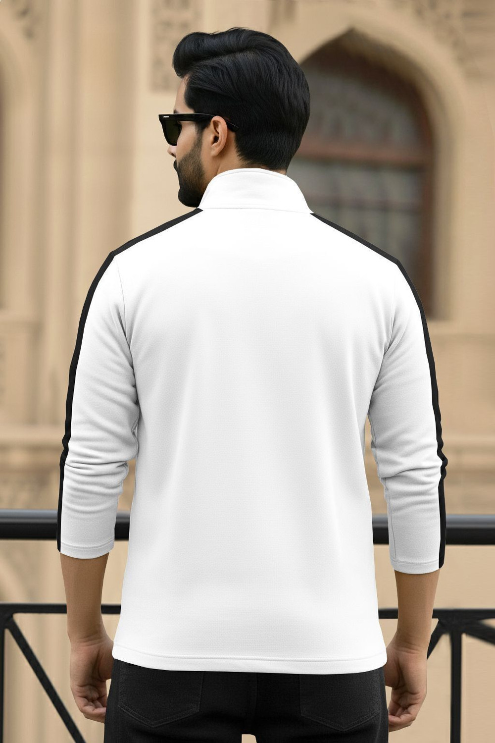 Image of TRIPR Printed Men Henley Neck White, Black T-Shirt