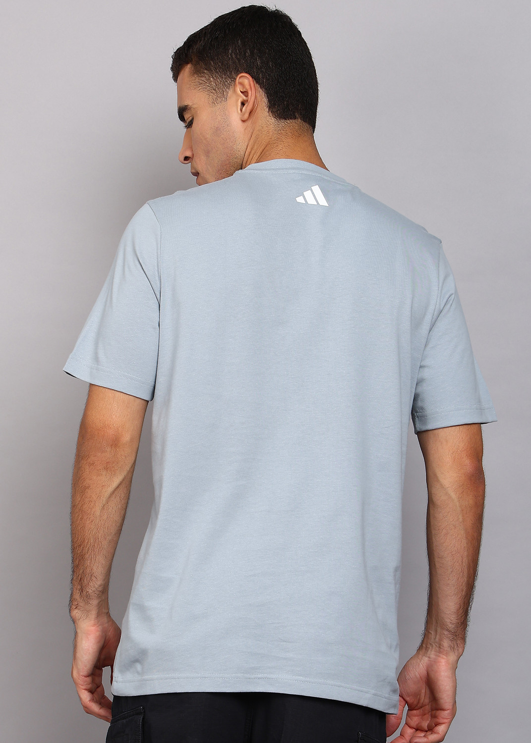 Image of ADIDAS Graphic Print Men Round Neck Grey T-Shirt