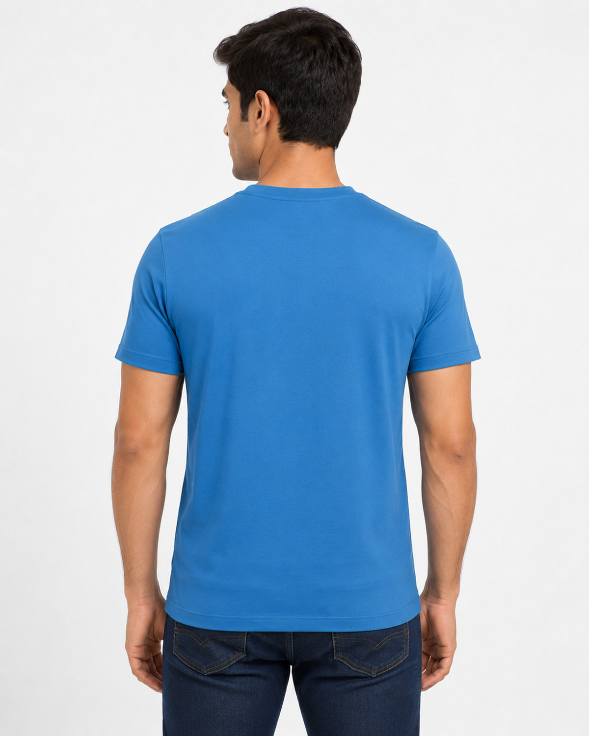 Image of WARRIOR WORLD Men Printed, Typography Round Neck Pure Cotton Blue T-Shirt