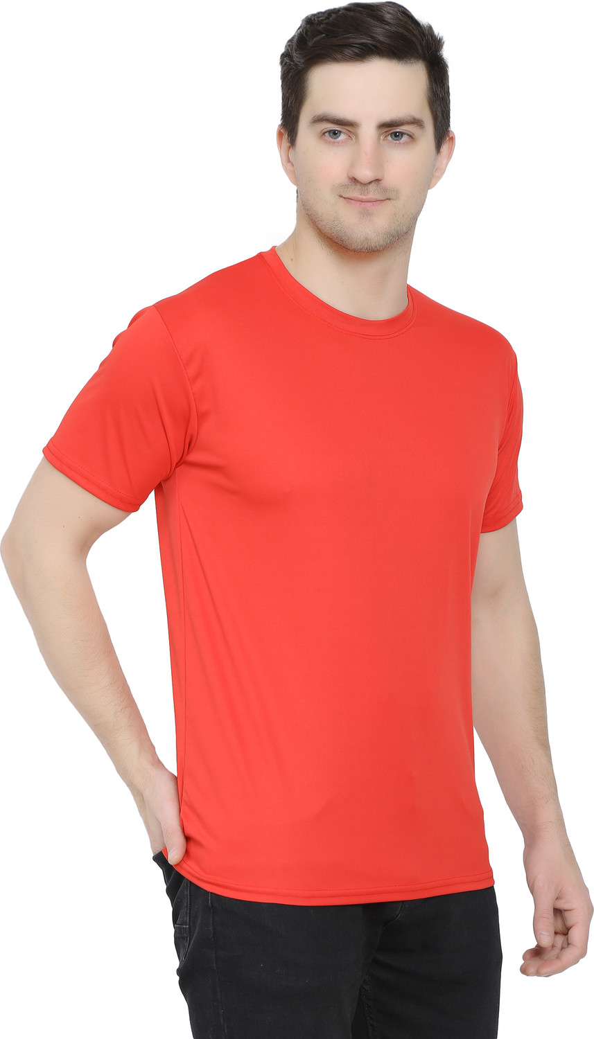 Image of KEOTI Solid Men Round Neck Red T-Shirt