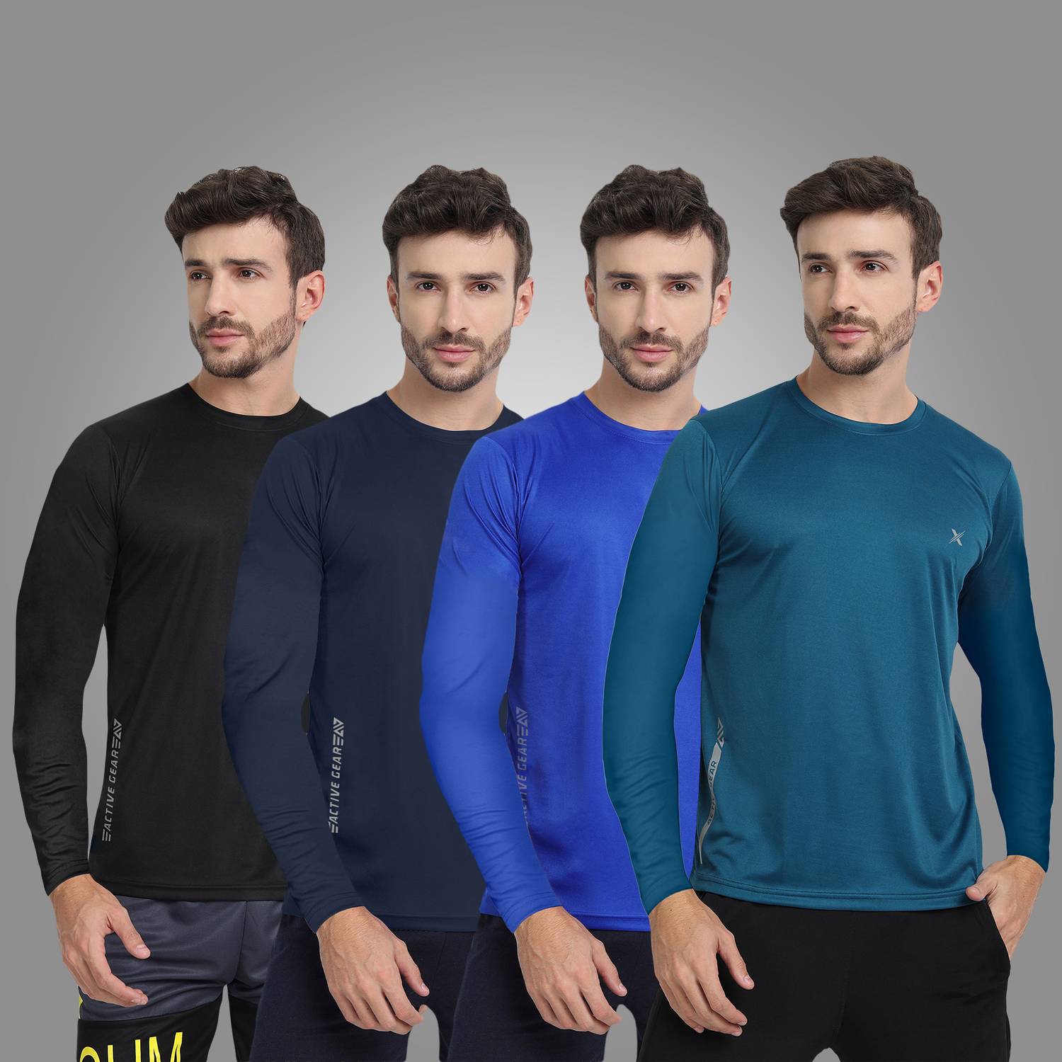 FTX Pack of 4 Men Solid Round Neck Polyester Multicolor T-Shirt