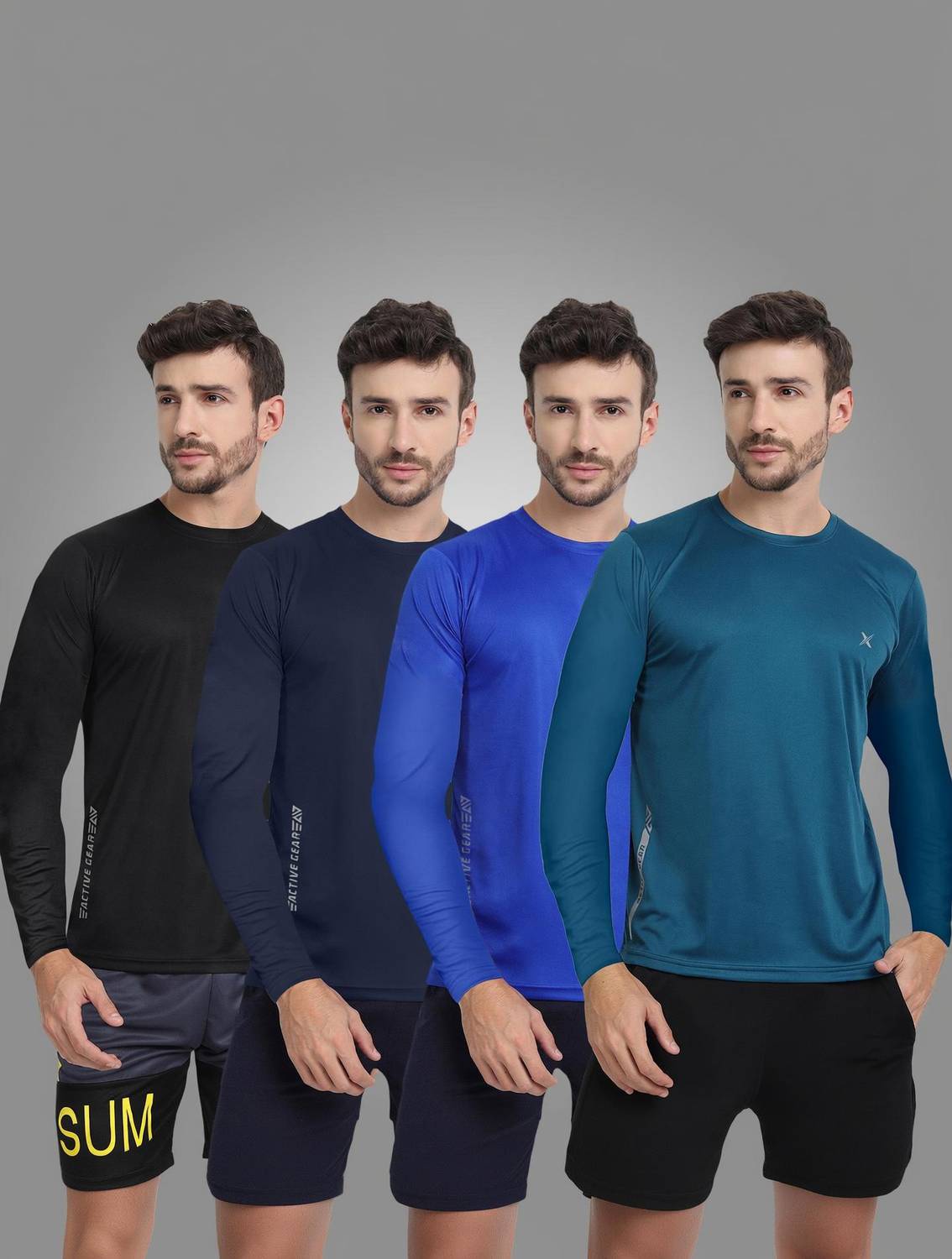 FTX Solid Men Round Neck Multicolor T-Shirt Pack of 4