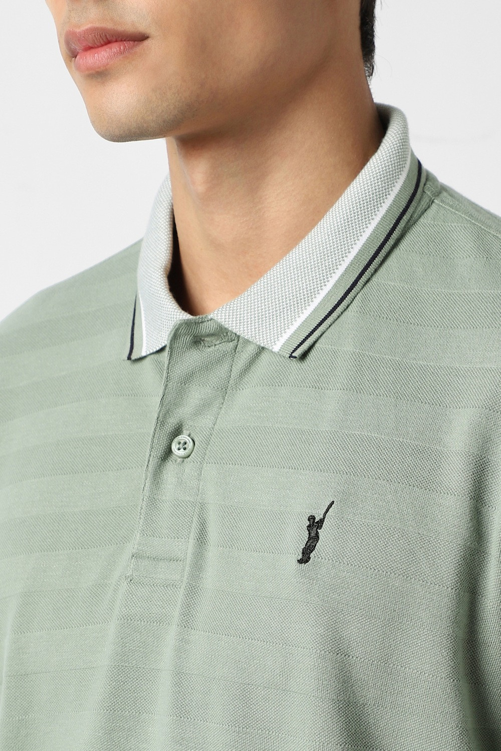 Image of PETER ENGLAND Solid Men Polo Neck Green T-Shirt
