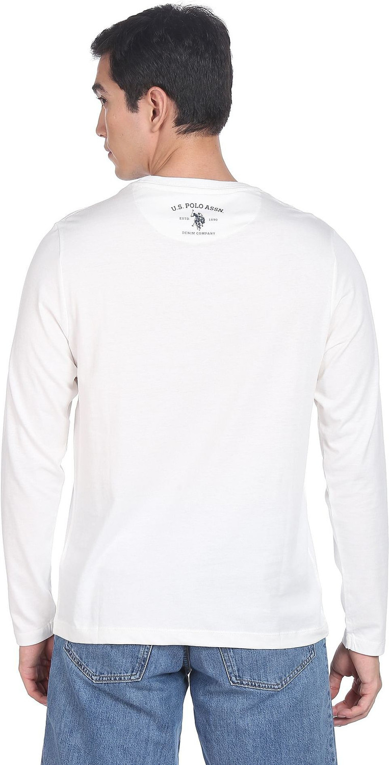 Image of U.S. POLO ASSN. Printed Men Round Neck White T-Shirt