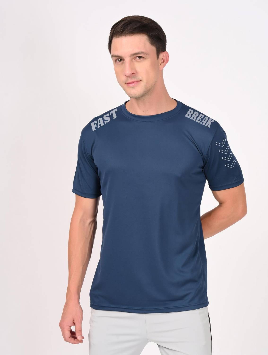 3colors Solid Men Round Neck Blue T-Shirt
