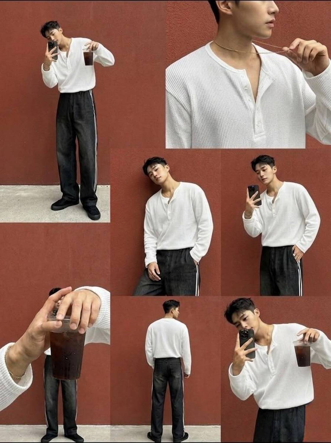 Stockton Men Henley Neck White T-Shirt - Image 4