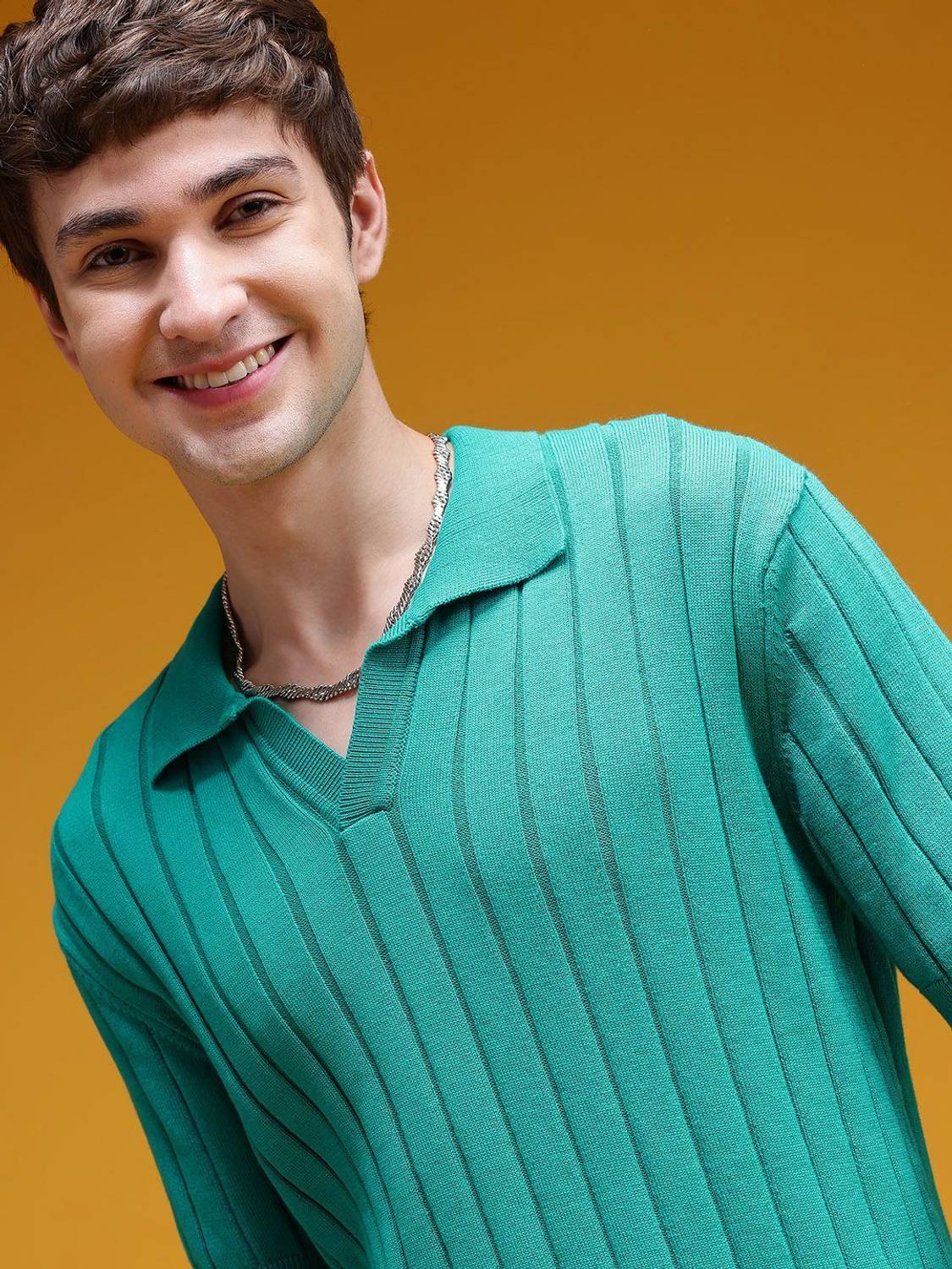 HERE&NOW Green Polo Neck T-Shirt - Image 2