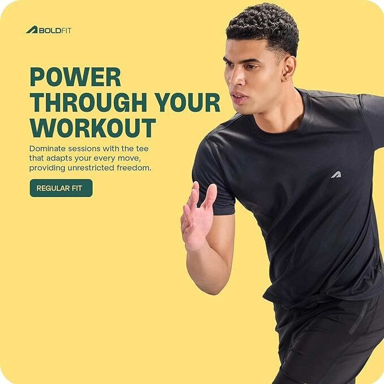 Image of Boldfit Athleisure Solid Men Round Neck Black T-Shirt