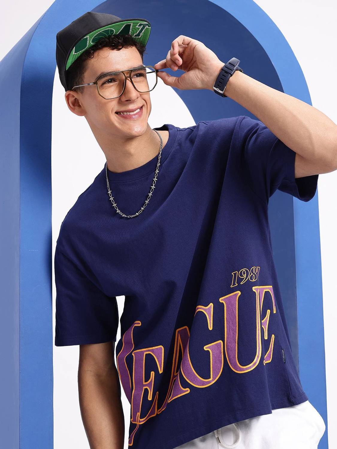 AEROPOSTALE Printed Men Round Neck Blue T-Shirt