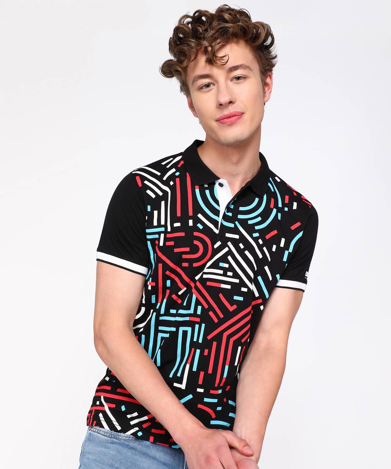 BEAT LONDON by Pepe Jeans Printed Men Polo Neck White T-Shirt