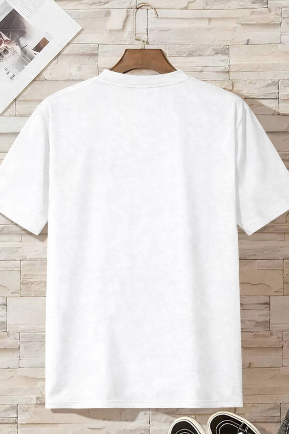 Image of MUNNKEY Self Design Men Round Neck Dark Blue, White T-Shirt