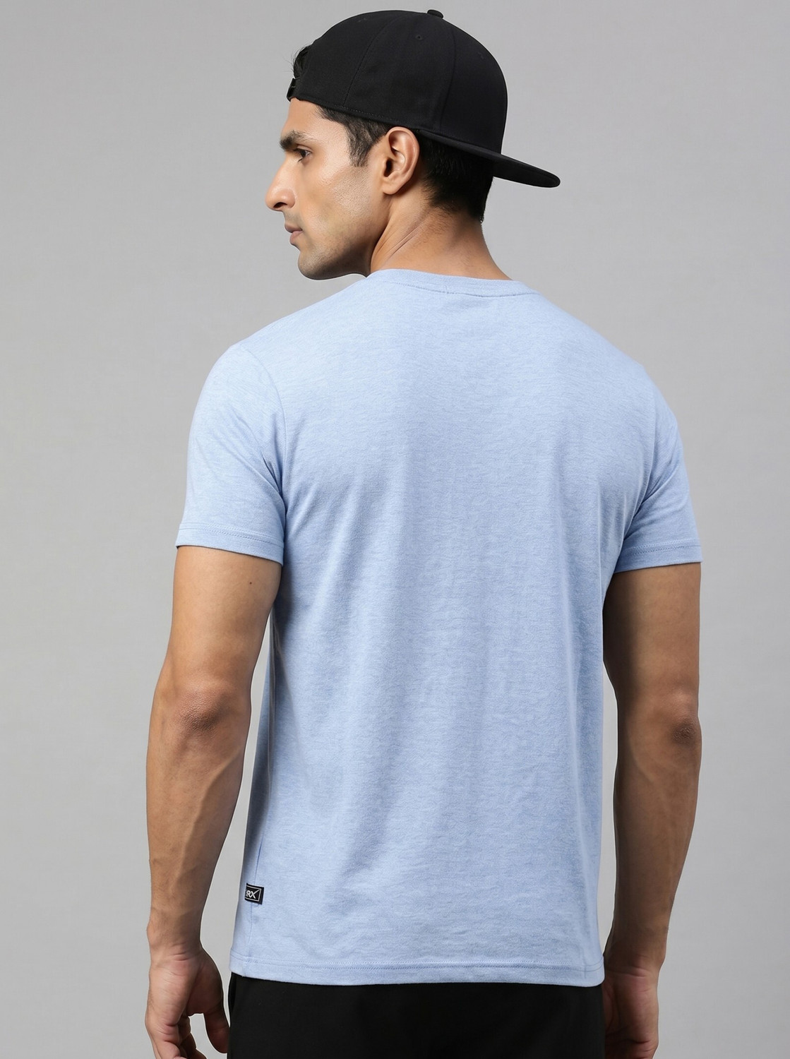 Image of HRX by Hrithik Roshan Printed Men Round Neck Blue T-Shirt