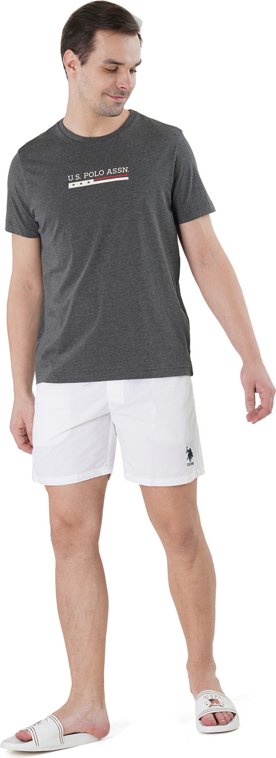 Image of U.S. POLO ASSN. Printed Men Round Neck Grey T-Shirt