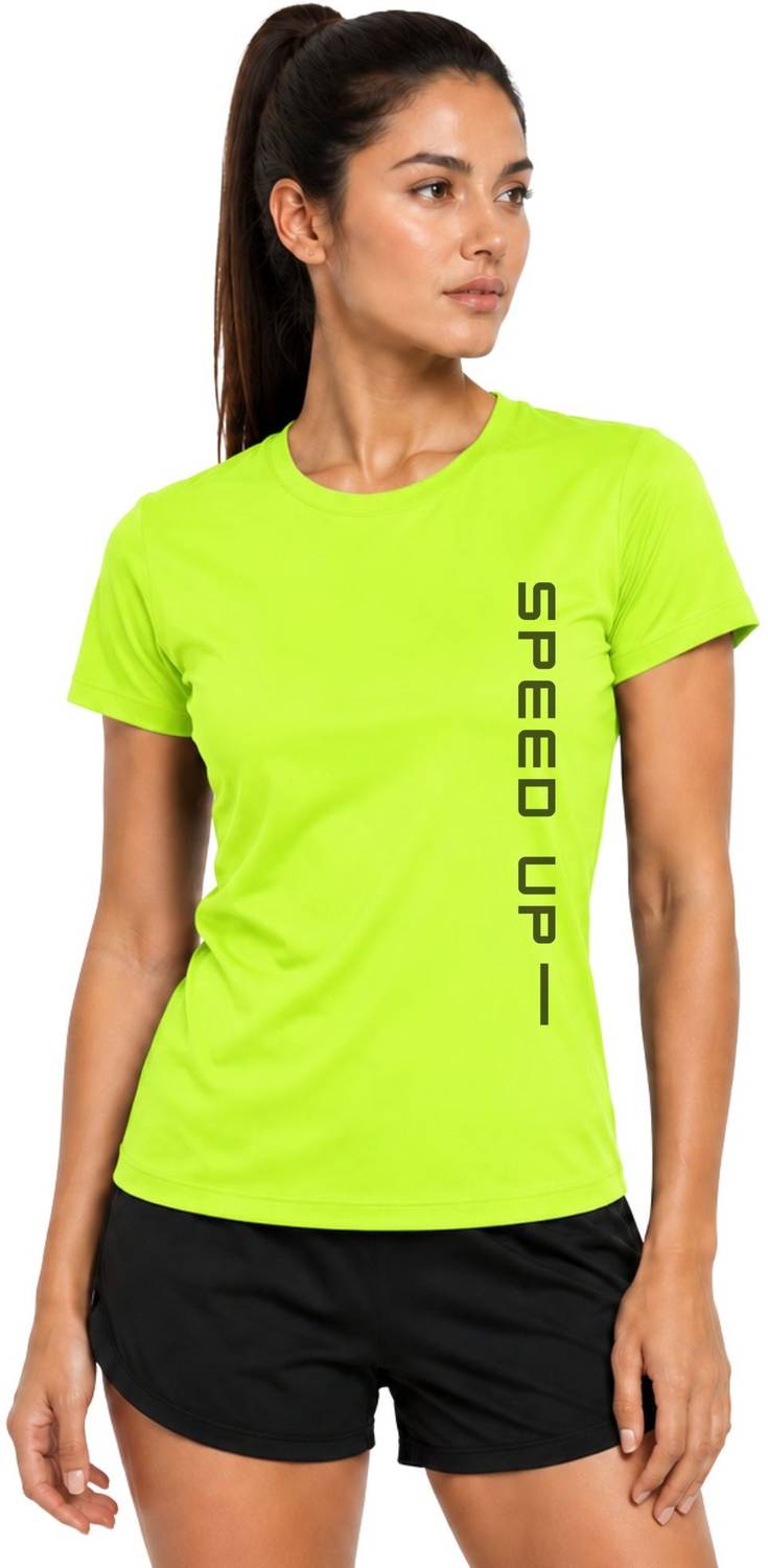 3colors Printed Women Round Neck Green T-Shirt