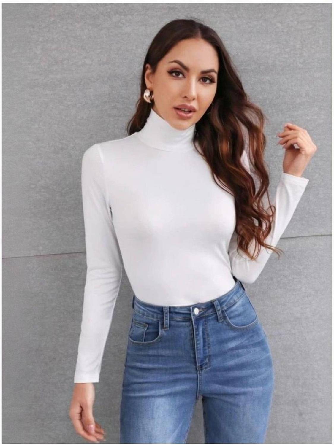 BNK Solid Women High Neck White T-Shirt
