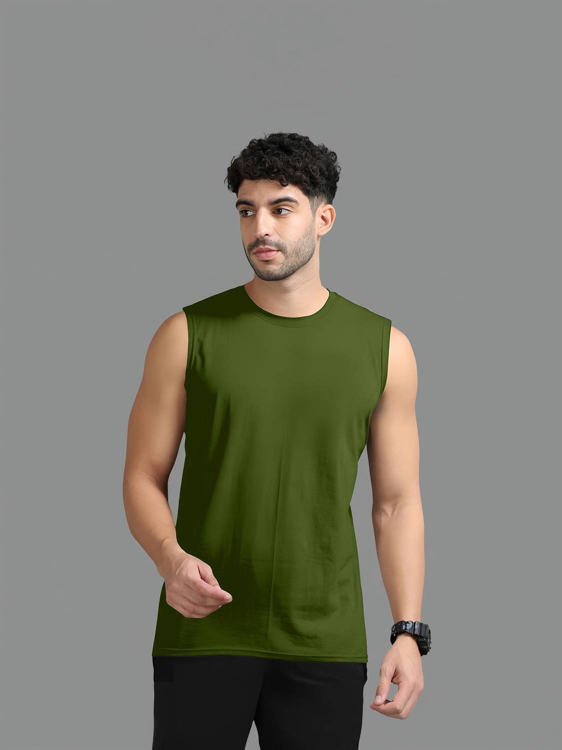 Adorbs Solid Men Round Neck Green T-Shirt