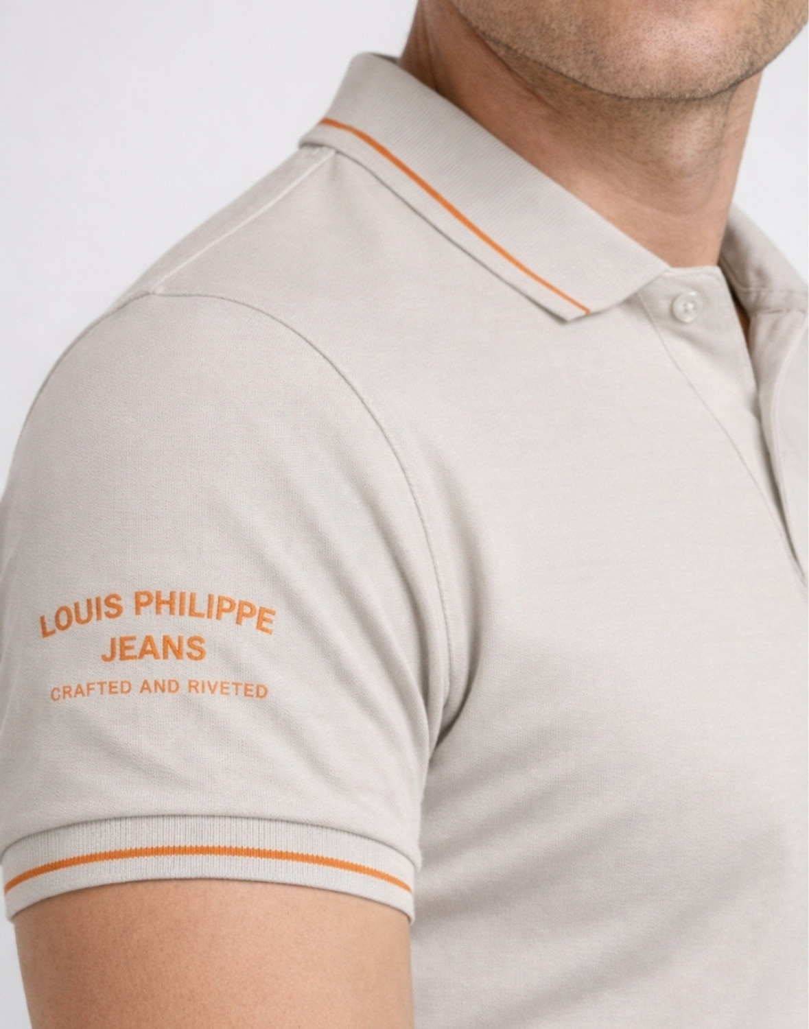 Image of LOUIS PHILIPPE Solid Men Polo Neck Grey T-Shirt