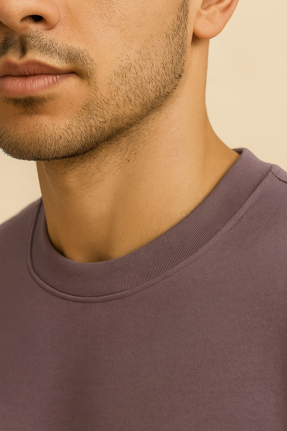 Image of Hornignite Solid Men Round Neck Purple T-Shirt