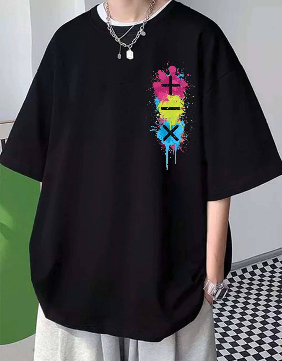 FAIRIANO Printed Women Round Neck Black T-Shirt