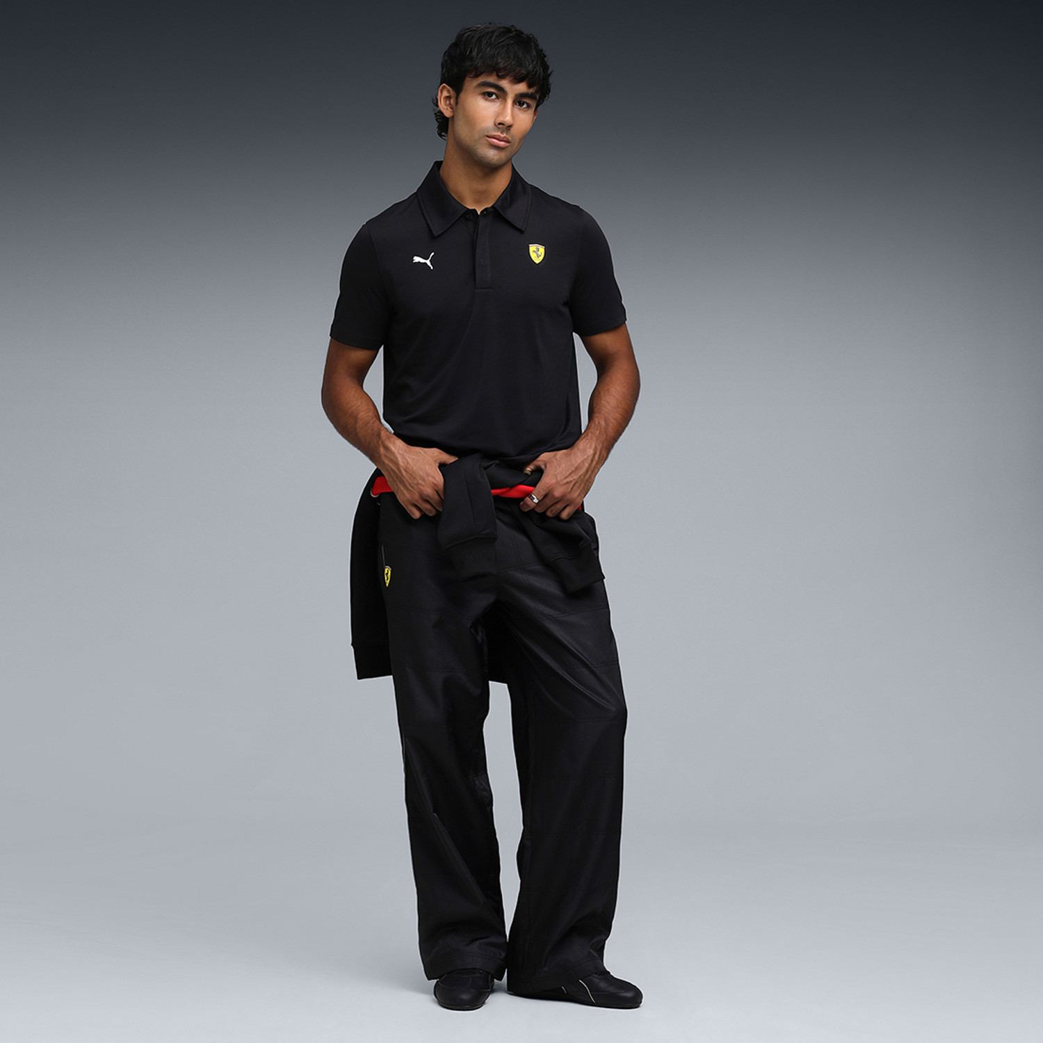 Image of PUMA Solid Men Polo Neck Black T-Shirt