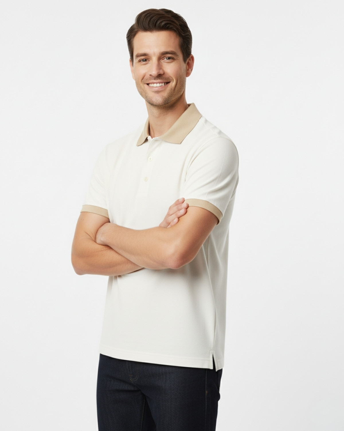 Image of Rikaro Solid Men Polo Neck White T-Shirt