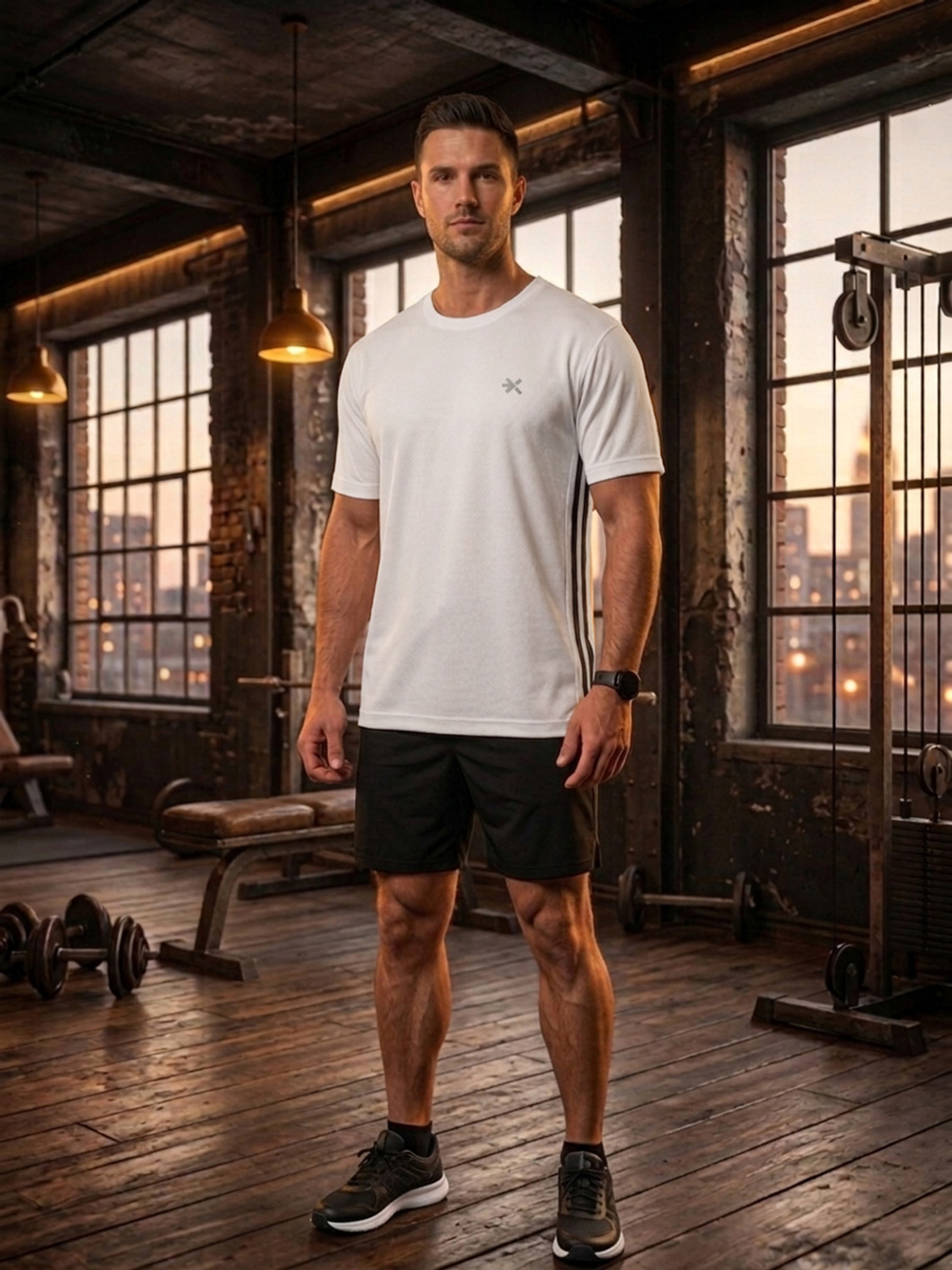 Image of HRX by Hrithik Roshan Solid Men Round Neck White, Navy Blue T-Shirt