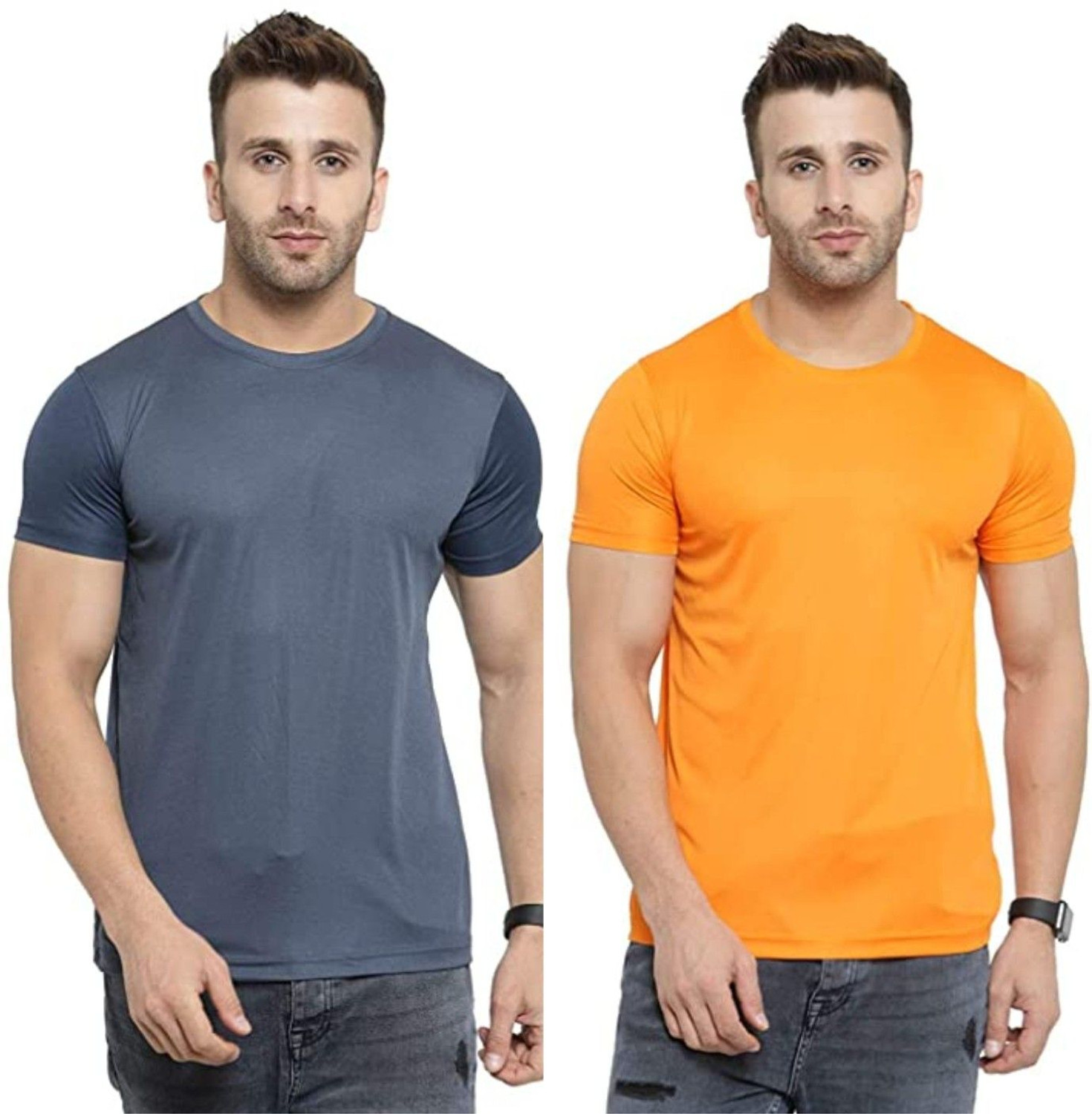 Image of Farlucci Solid Men Round Neck Multicolor T-Shirt
