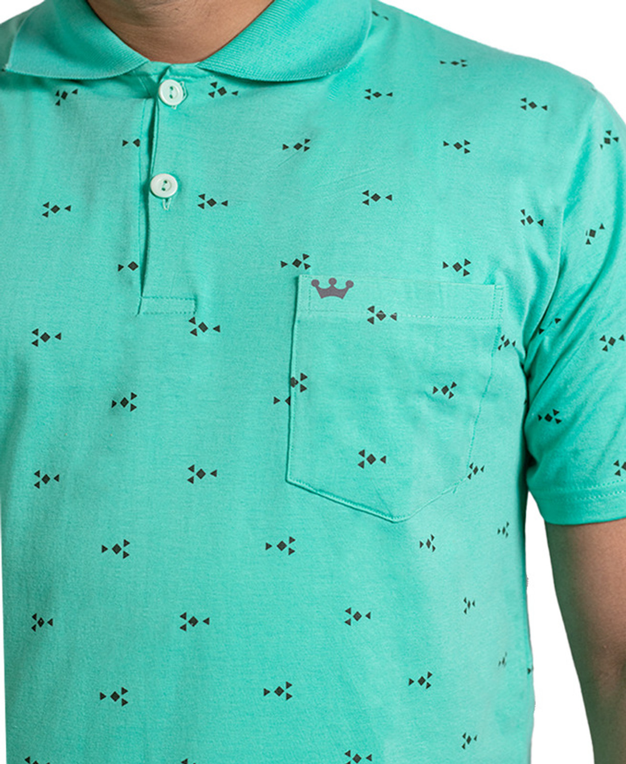 Image of Onestar Printed Men Polo Neck Light Green T-Shirt
