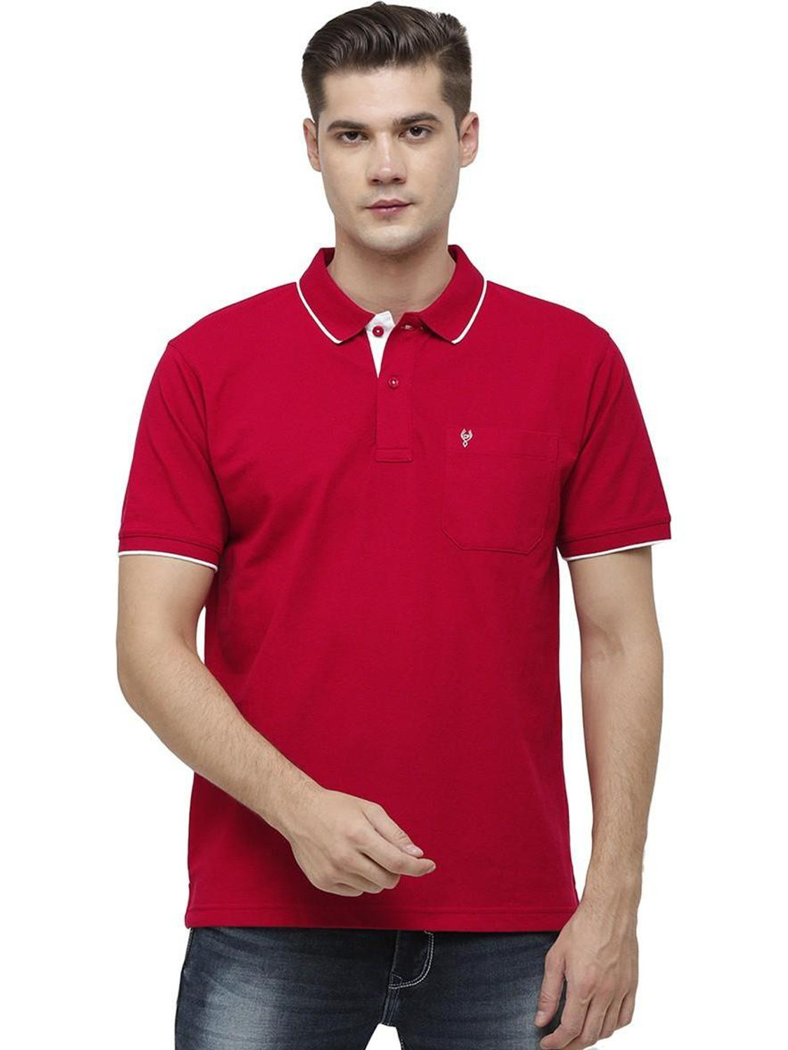 Image of Classic Polo Solid Men Polo Neck Red T-Shirt