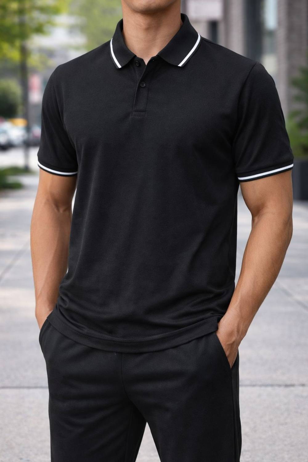 KAVERO FASHION Men Solid Round Neck Polyester Black T-Shirt