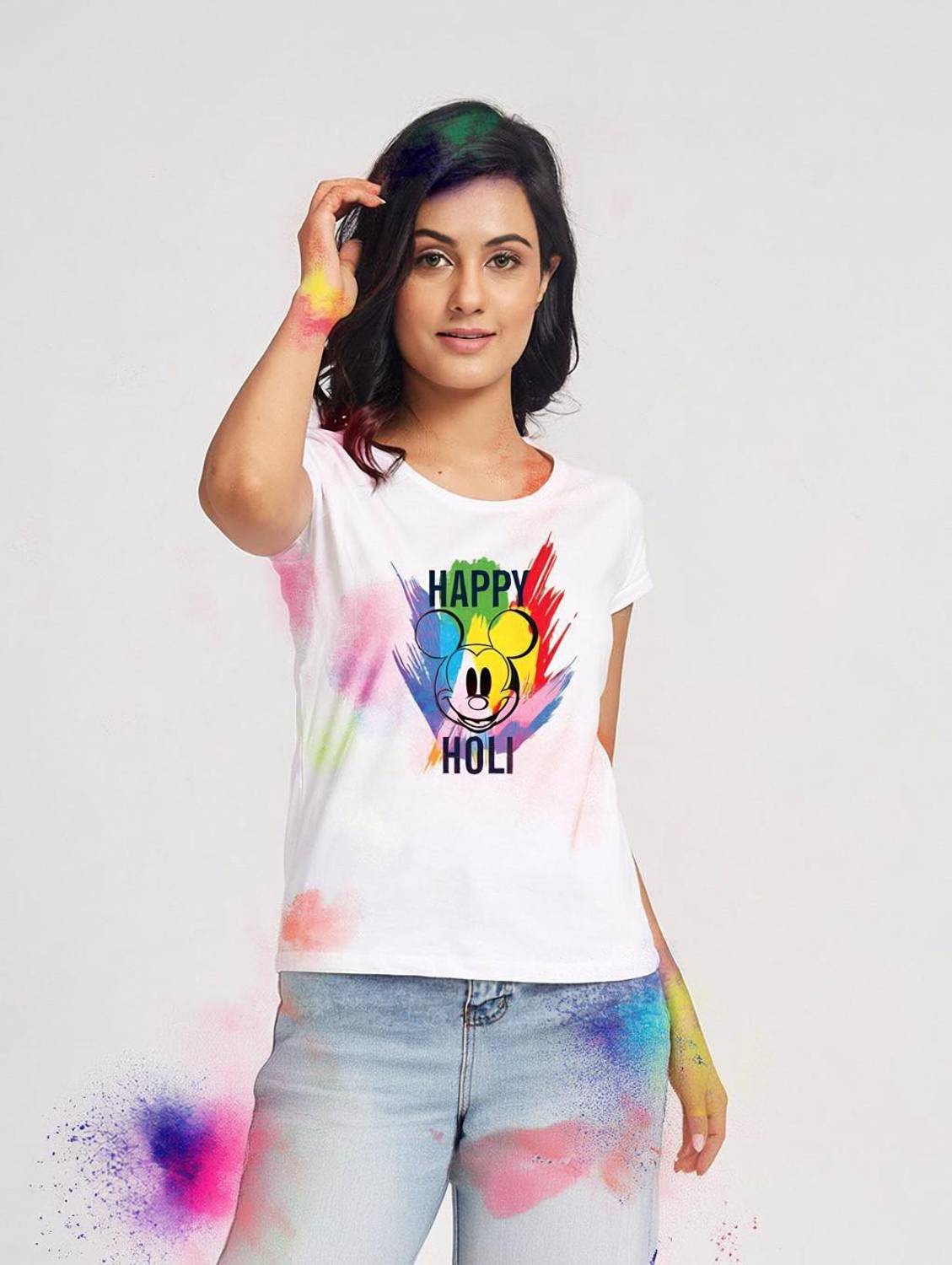 BonOrganik Printed Women Round Neck White T-Shirt