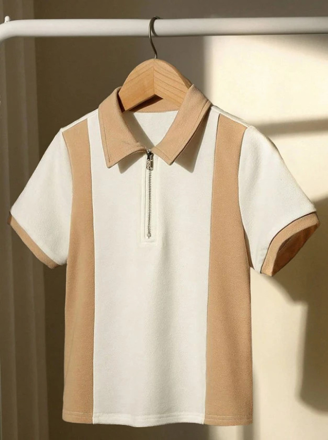 Image of Try This Colorblock Men Polo Neck White T-Shirt