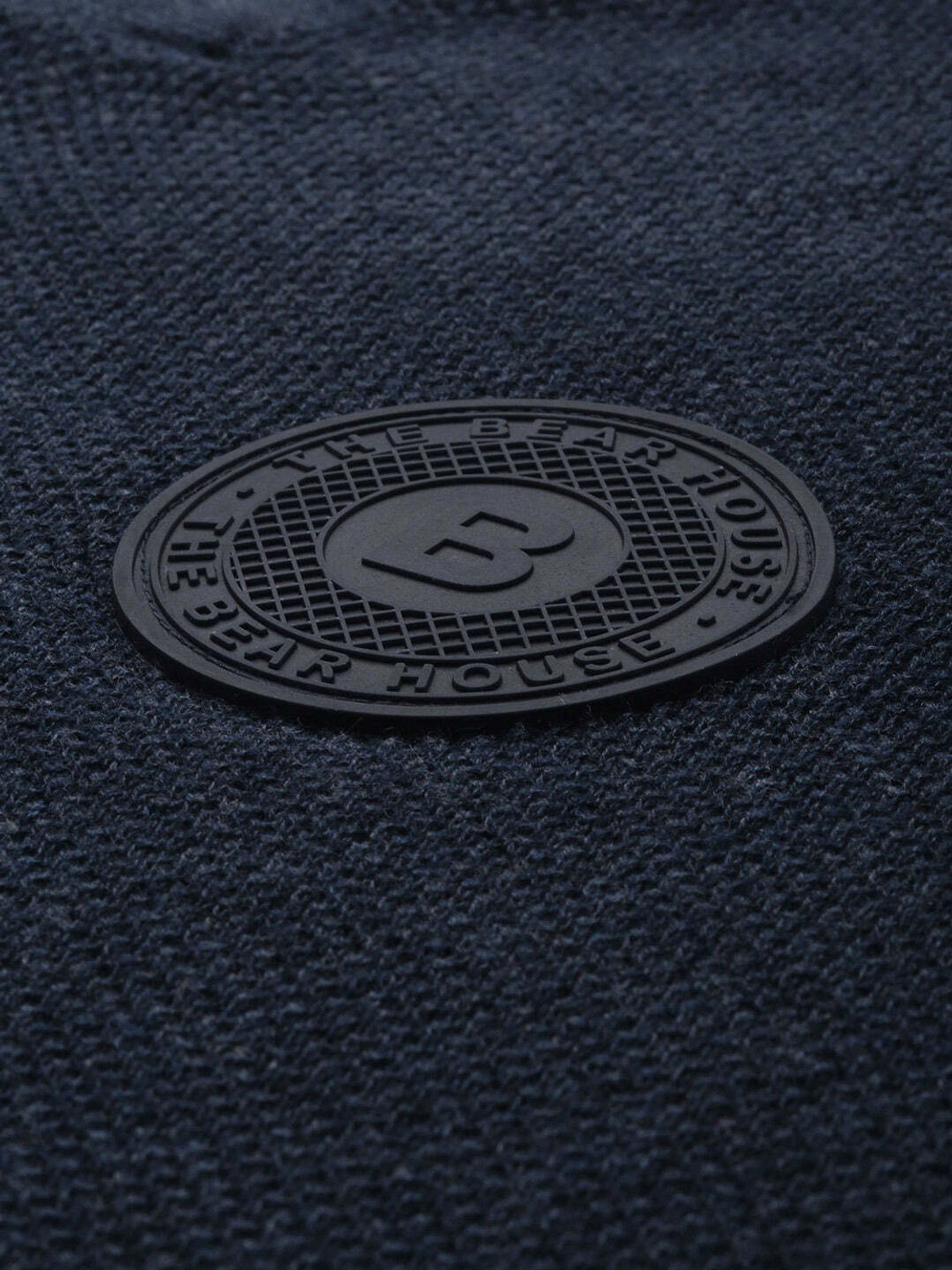 Image of THE BEAR HOUSE Self Design Men Polo Neck Blue T-Shirt