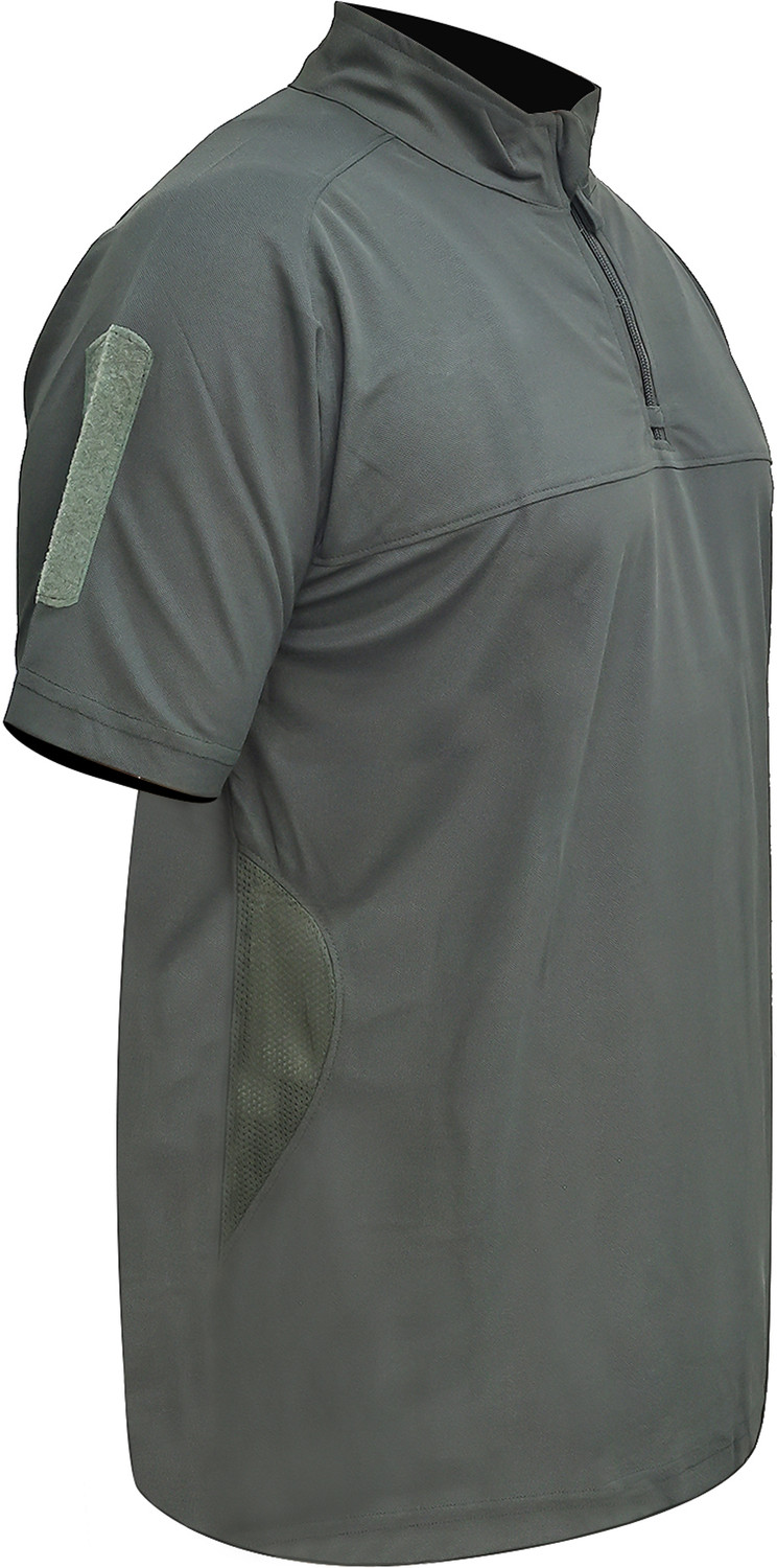 Image of COSMO Solid Men Zip Neck Grey T-Shirt