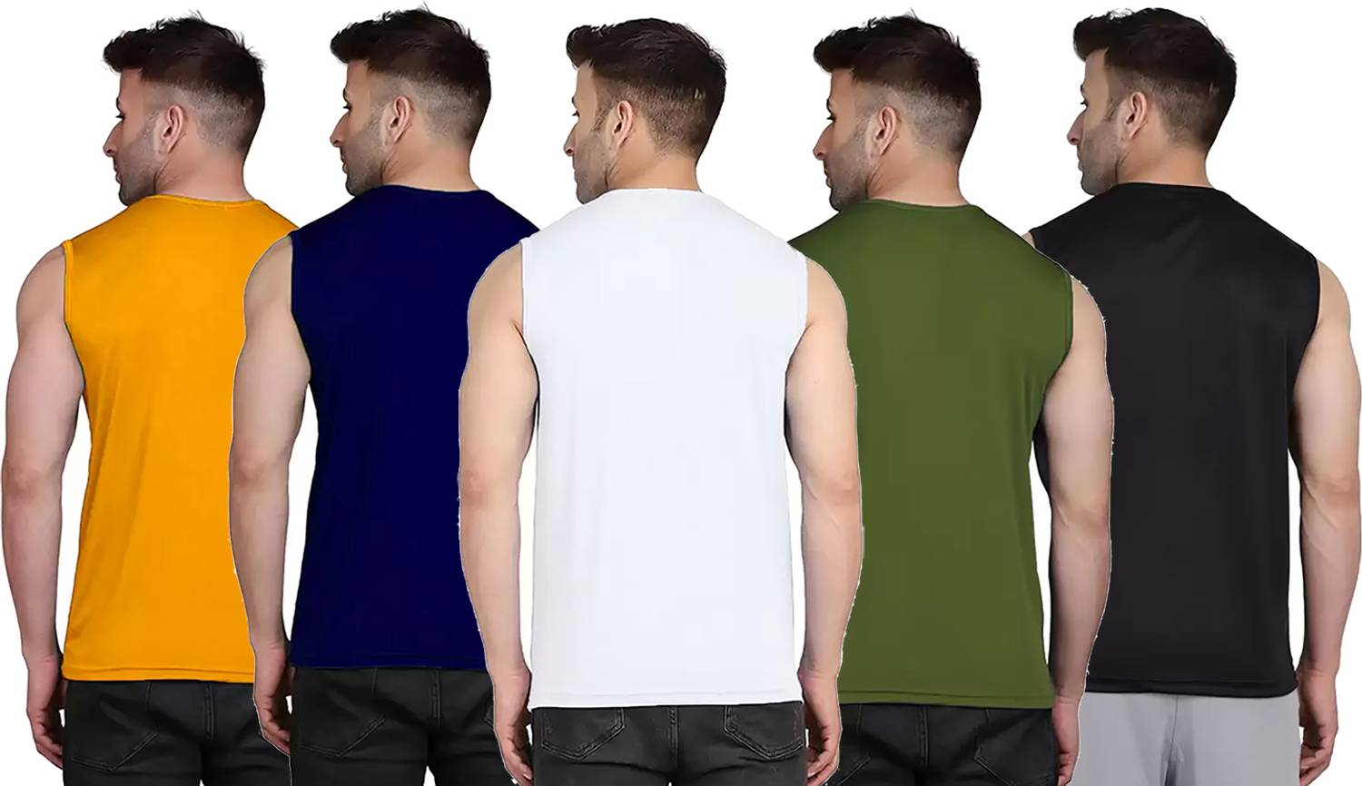 Renowned Men Yellow Round Neck T-Shirt Pack of 5 - Image 2