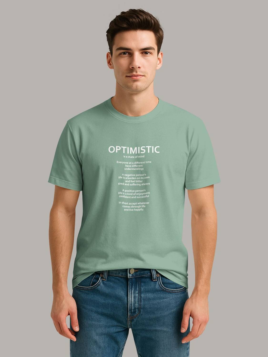 Bullmer Graphic Print Men Round Neck Light Green T-Shirt