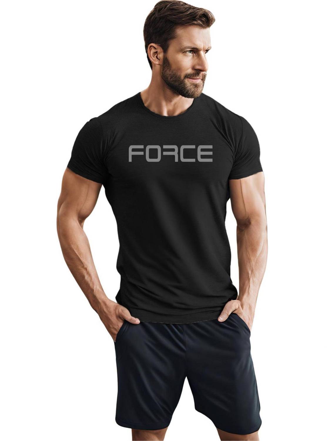3colors Printed Men Round Neck Black T-Shirt