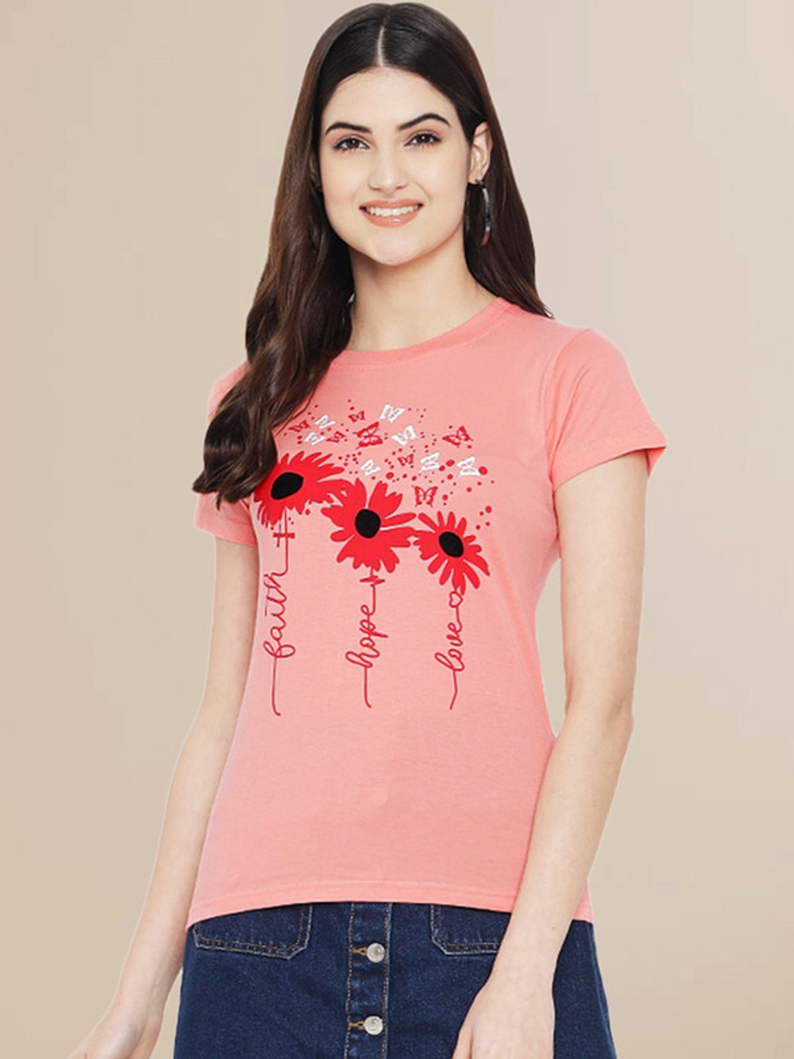 Image of METRONAUT Printed Women Round Neck Multicolor T-Shirt