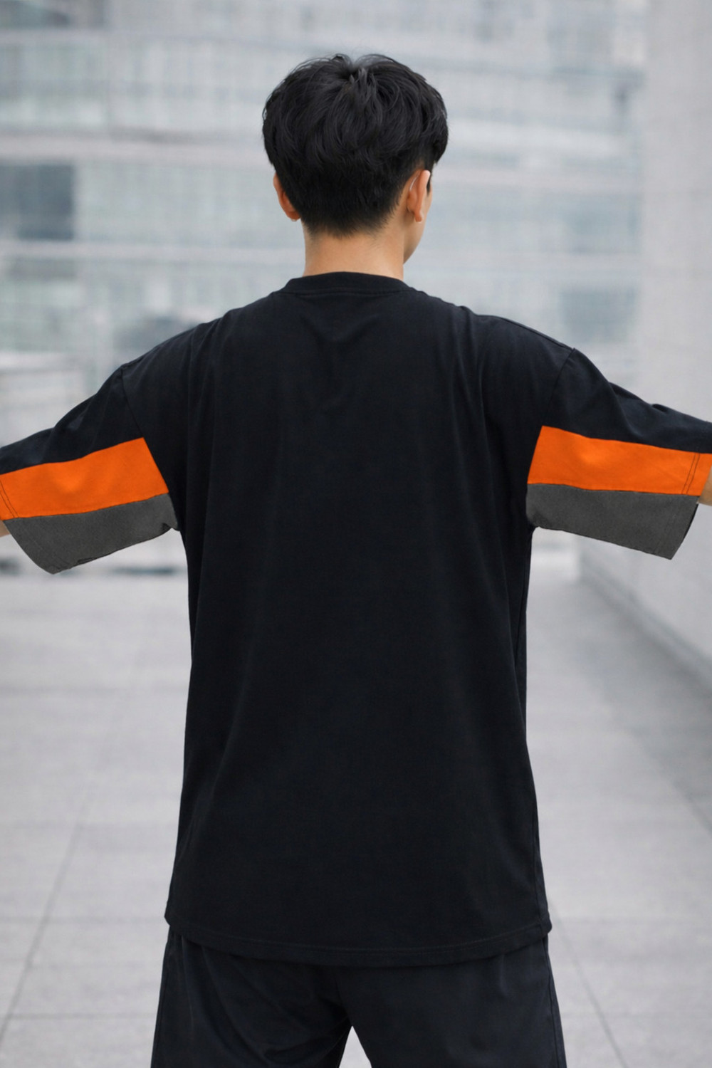 Image of JUGULAR Men Colorblock Round Neck Cotton Blend Multicolor T-Shirt