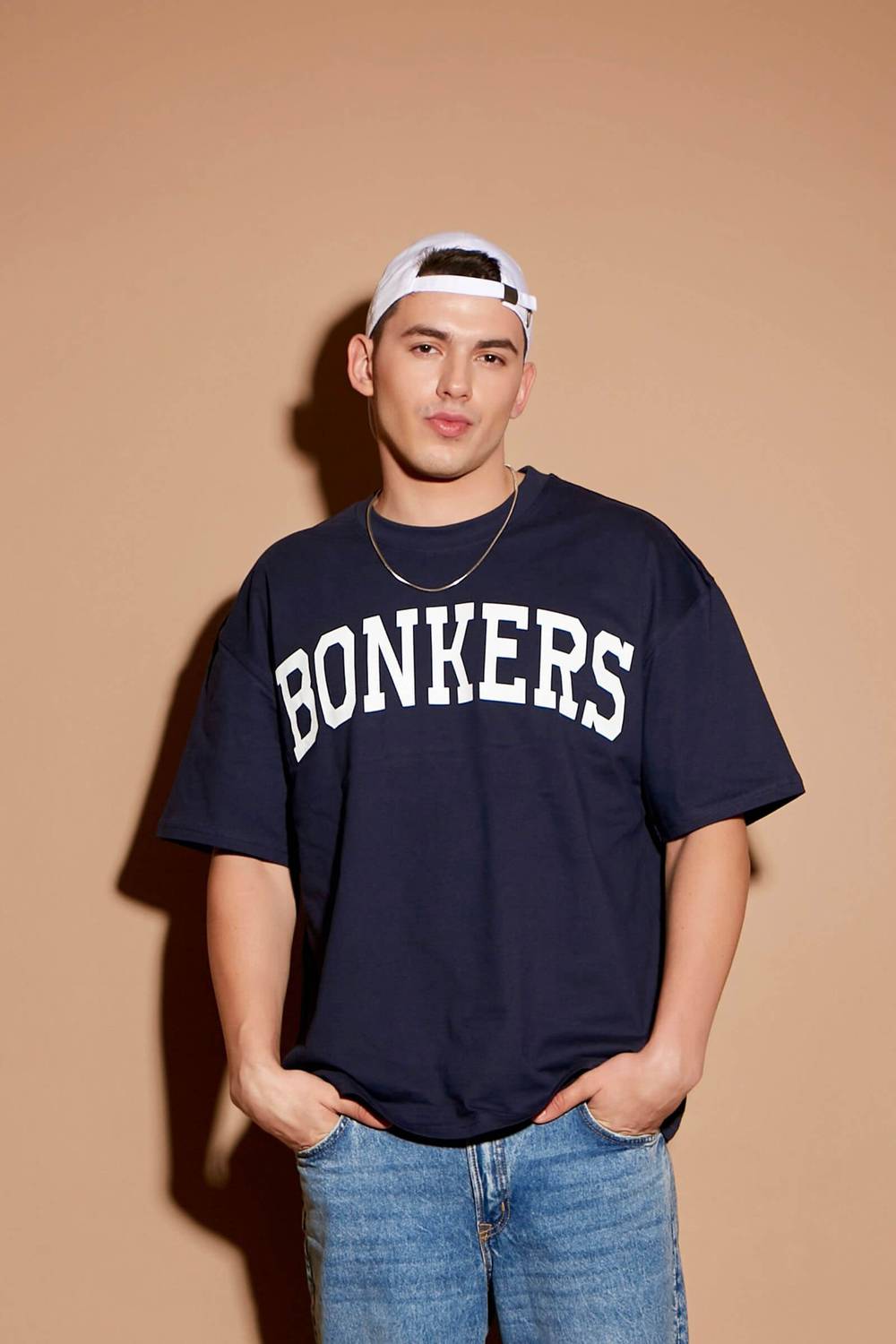 Bonkers Corner Typography Men Round Neck Dark Blue T-Shirt