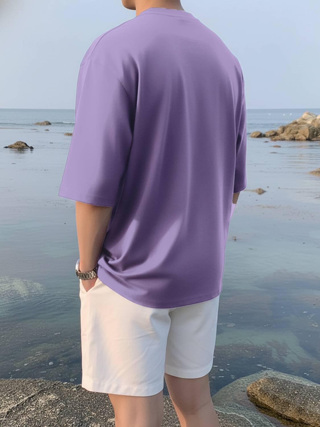 Leotude Purple Printed Round Neck T-Shirt - Image 3