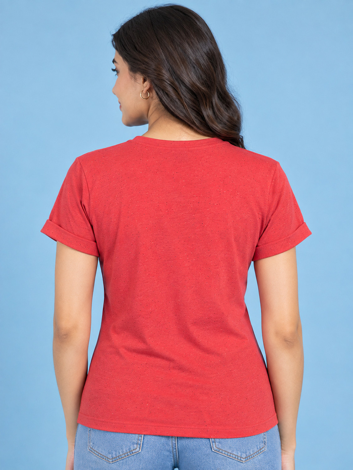 Image of Dollar Missy Typography Women Round Neck Red T-Shirt