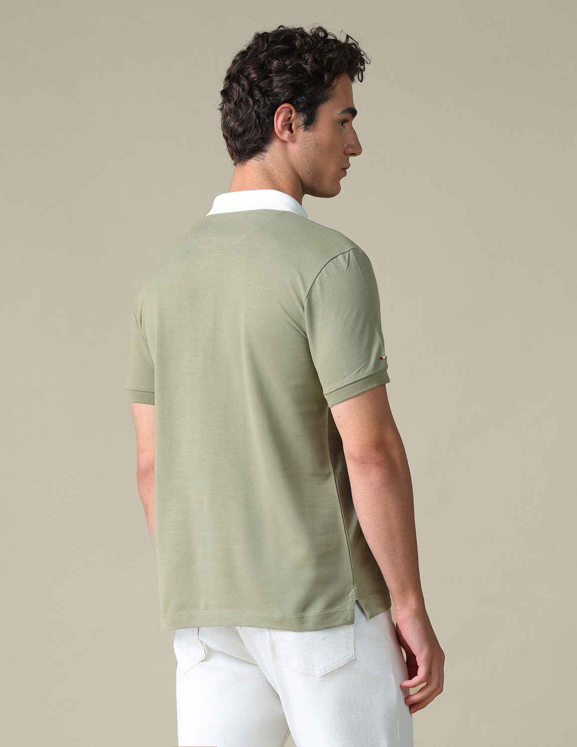 Image of U.S. Polo Assn. Denim Co. Colorblock Men Polo Neck Green T-Shirt