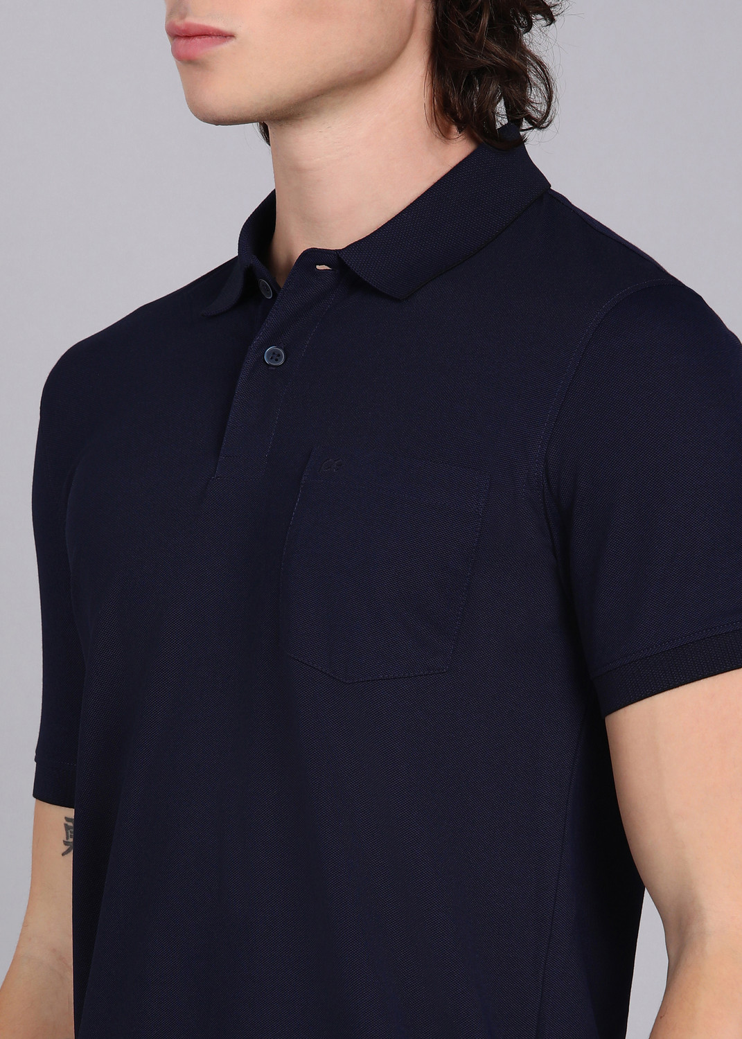 Image of PETER ENGLAND Solid Men Polo Neck Grey T-Shirt