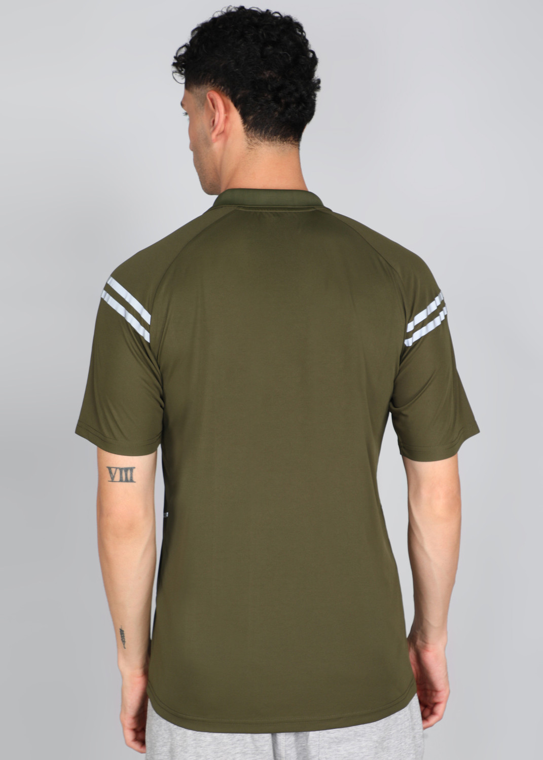 Image of Adrenex Solid Men Polo Neck Dark Green T-Shirt